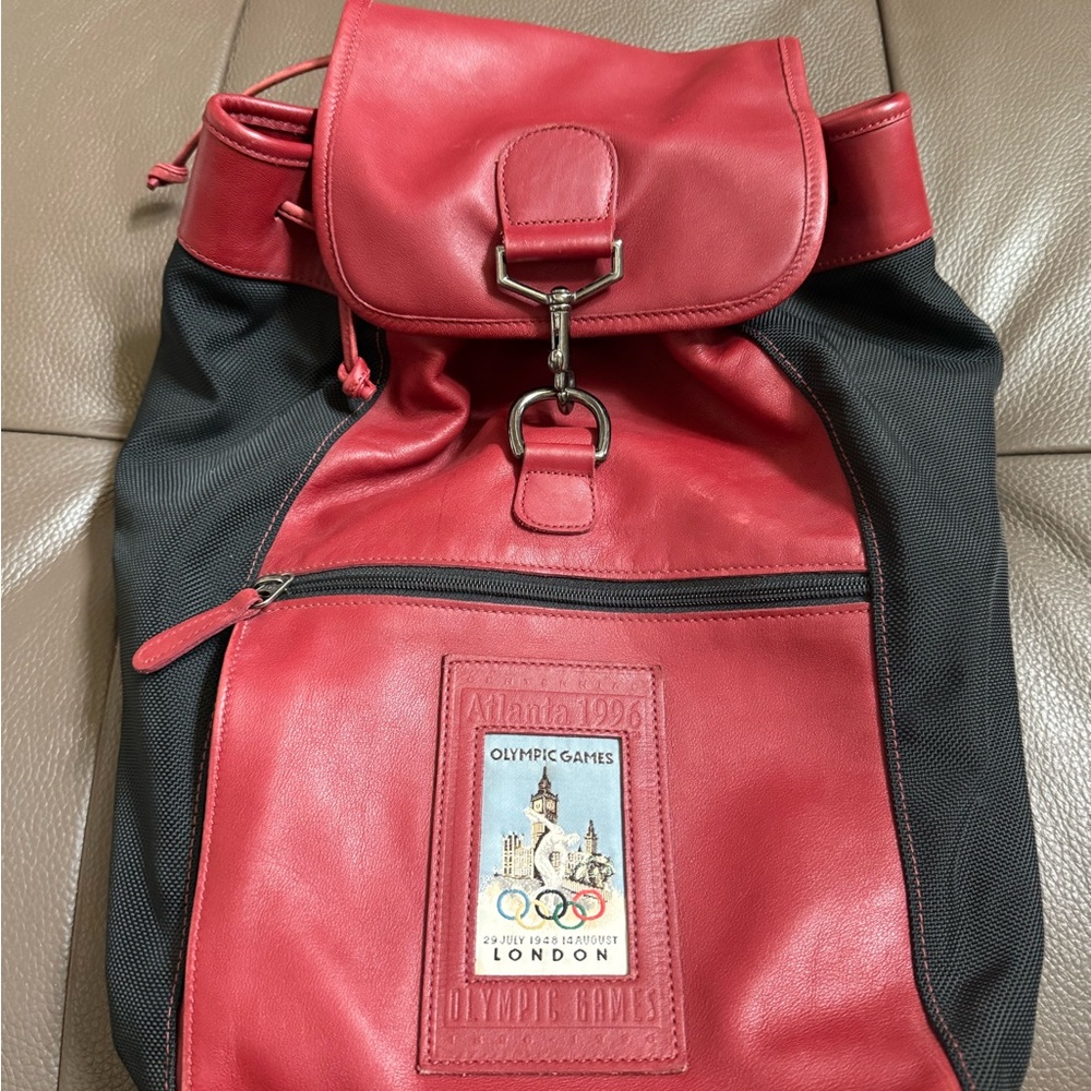 Coach 1996 Vintage Olympic Games Red Leather and Black Backpack